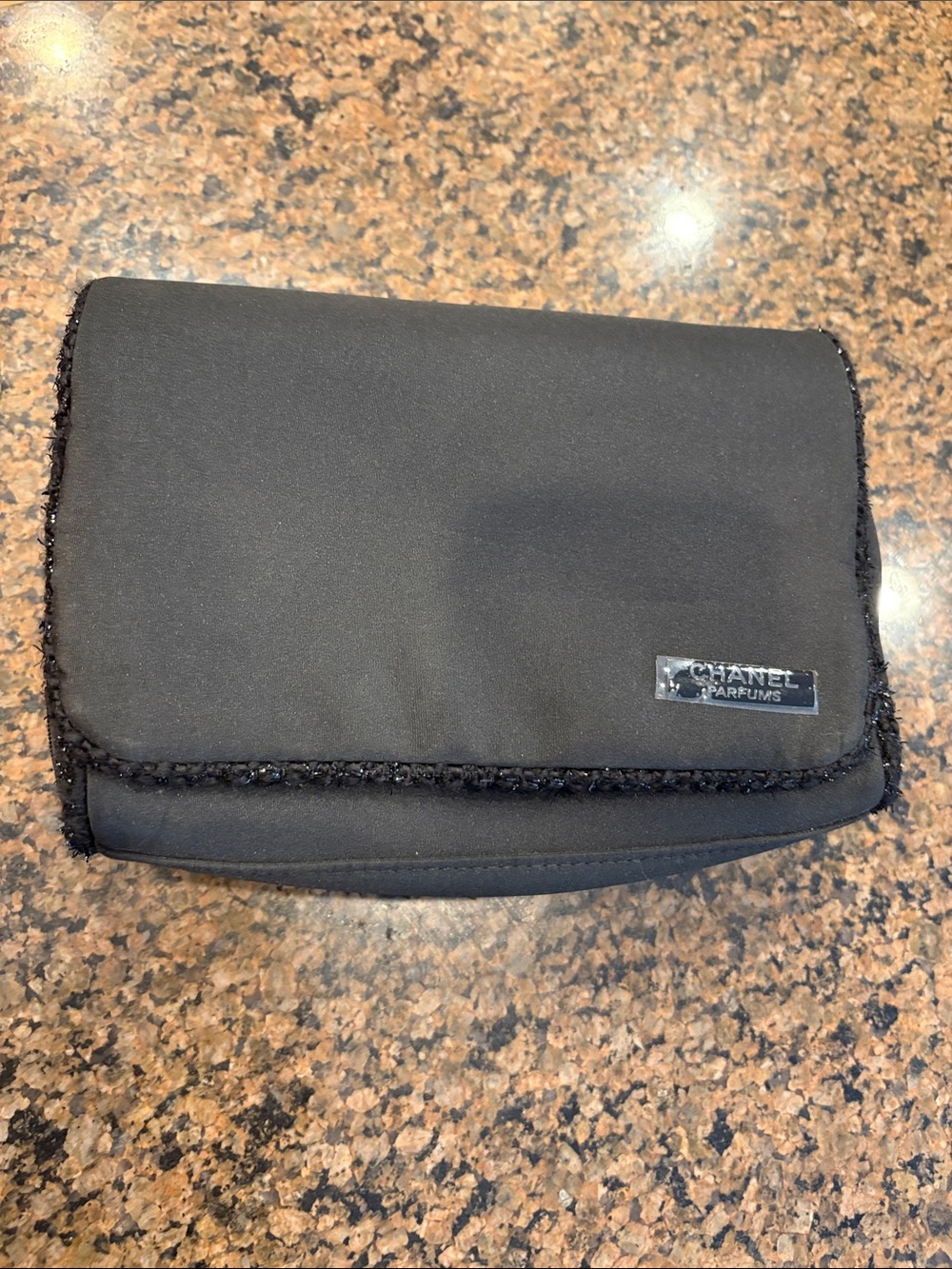 CHANEL Black Quilted-Trim Toiletry Pouch